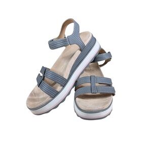 Vionic Womens Lex Gray Platform Ankle Strap Sandals